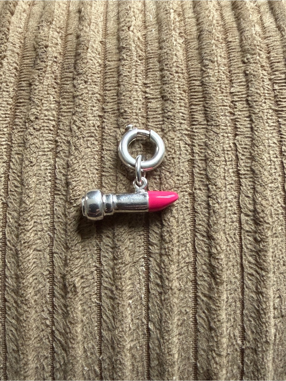Tiffany & Co. Silver Lipstick Charm with Pink Accent